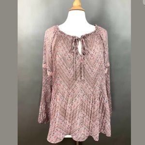 Knox Rose Peasant Top Floral Pink Print Size XXL
